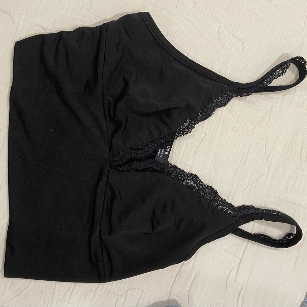Bershka black lace crop top
